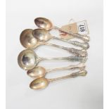 Goldsmiths & Silversmiths Company - pair of silver sauce ladles, and four tea spoons,