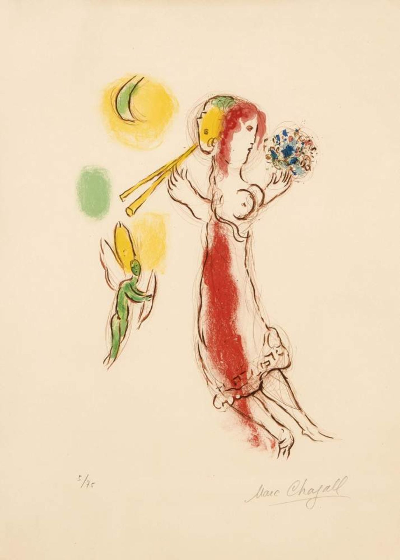 Chagall, Marc. "Daphnis & Chloe". Farblithographie. Signiert u. re. Marc Chagall. Expl.5/75. Aus der