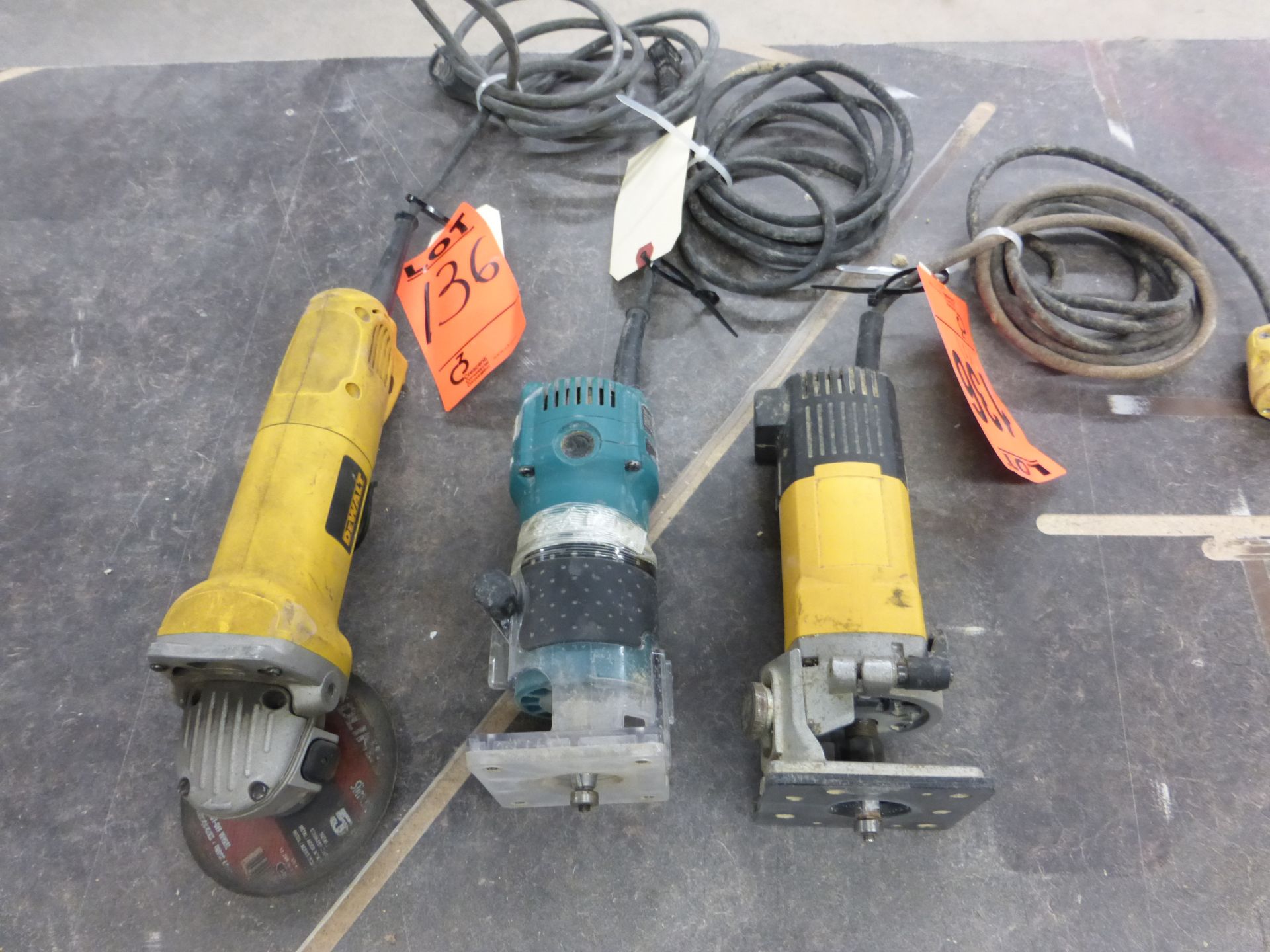 Lot of (2) Routers, (1) angle grinder