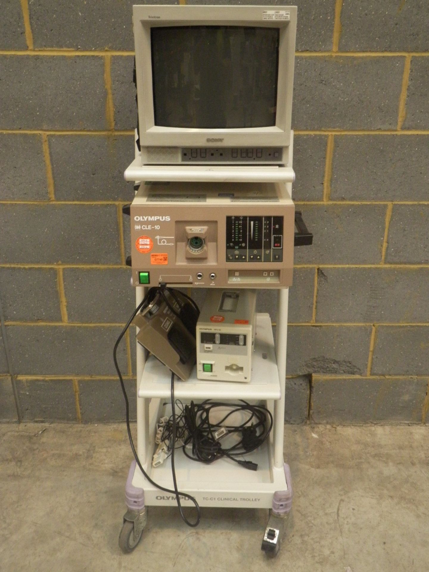 Olympus TC-C1 Clinical Trolley with Sony Trinitron Monitor, Olympus CLE-10 OES Halogen Light