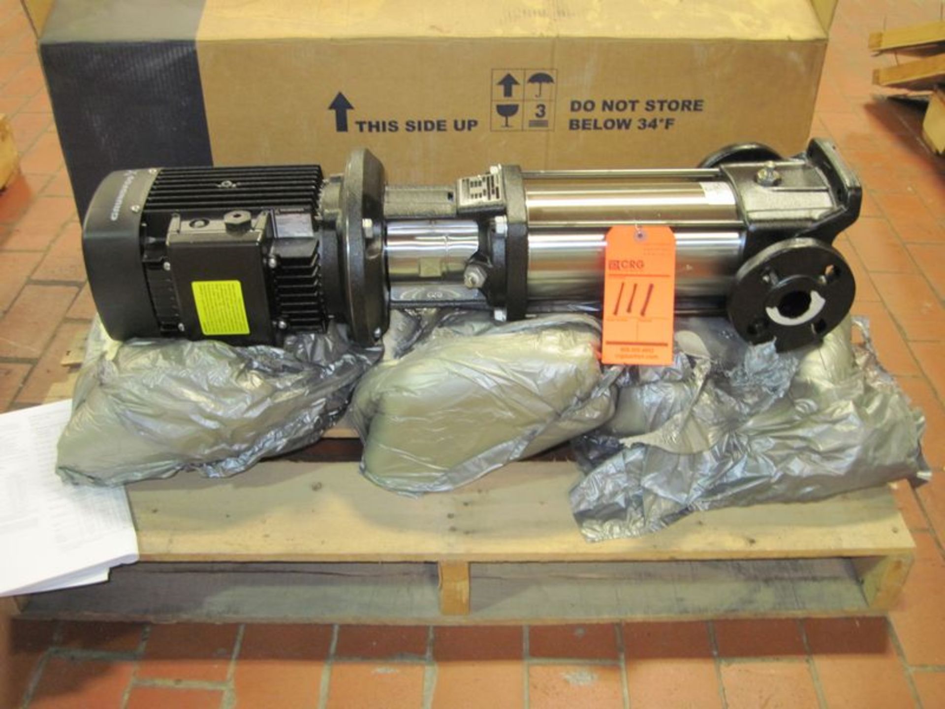 Unused Grundfos steel multistage centrifugal pump. Model CR3, serial# A96083224-p21043109. With