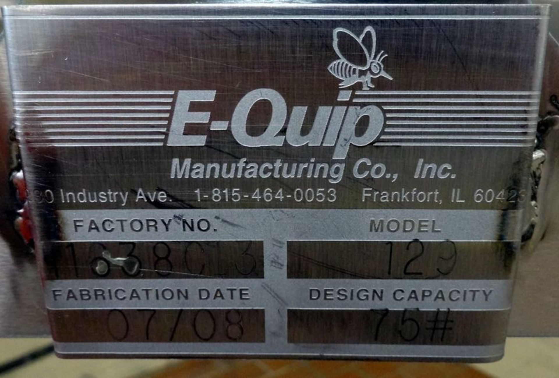 E-Quip conveyor,model 129.Stainless steel frame 75# capacity, approximate 72" long x turn x 36" long - Image 4 of 4