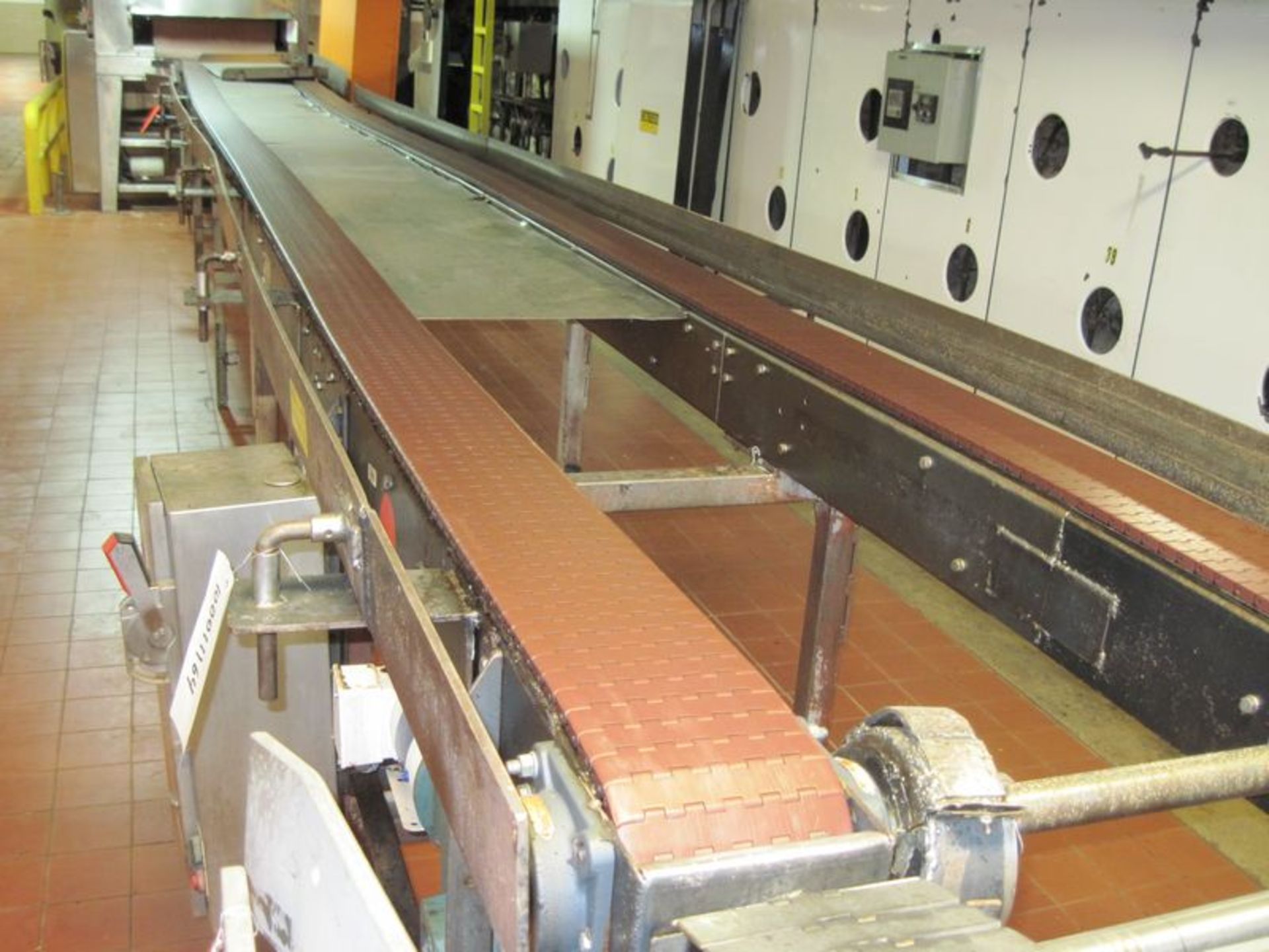 Arrowhead dual plastic table top belt conveyor. (2) Approximate 6" wide x 33' long belts. With - Image 2 of 2