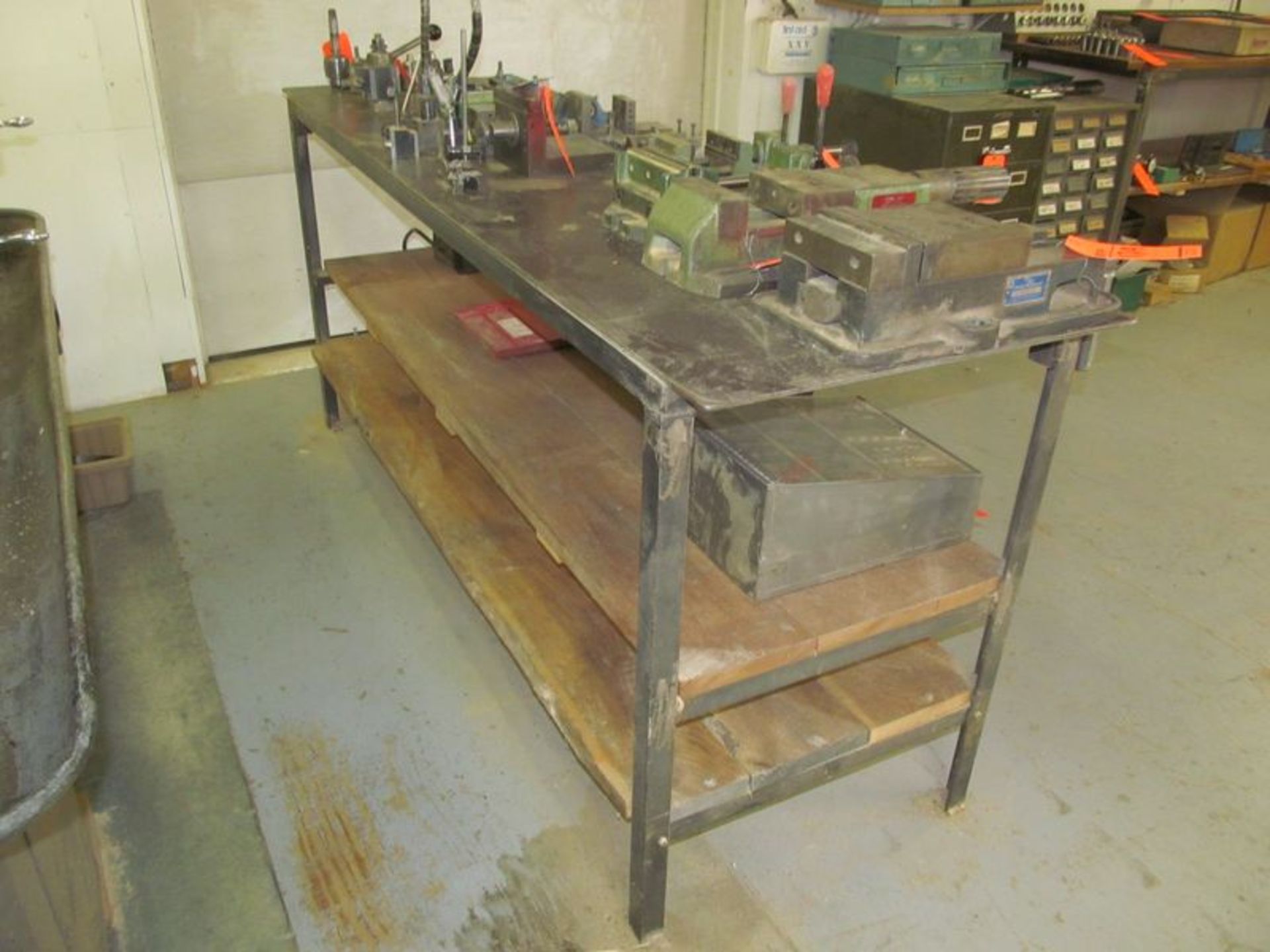 24" X 78" steel work bench with (2) wood undershelves (NO contents) - Image 2 of 2