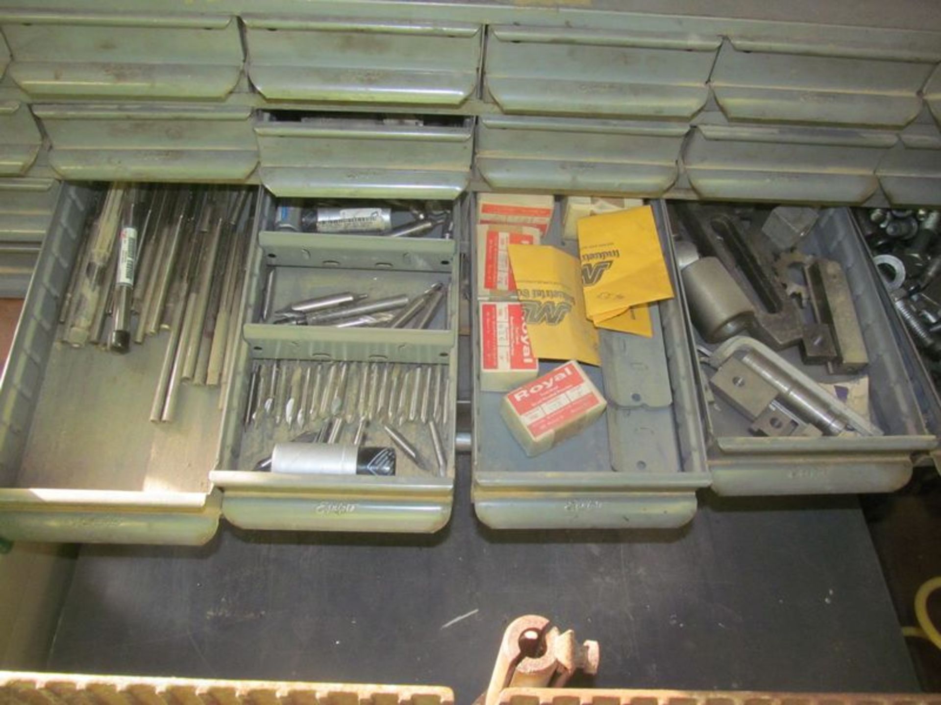 Lot ass't tools, hardware machining accessories, cutting tools, hardware, etc., with cabinets - Image 8 of 11