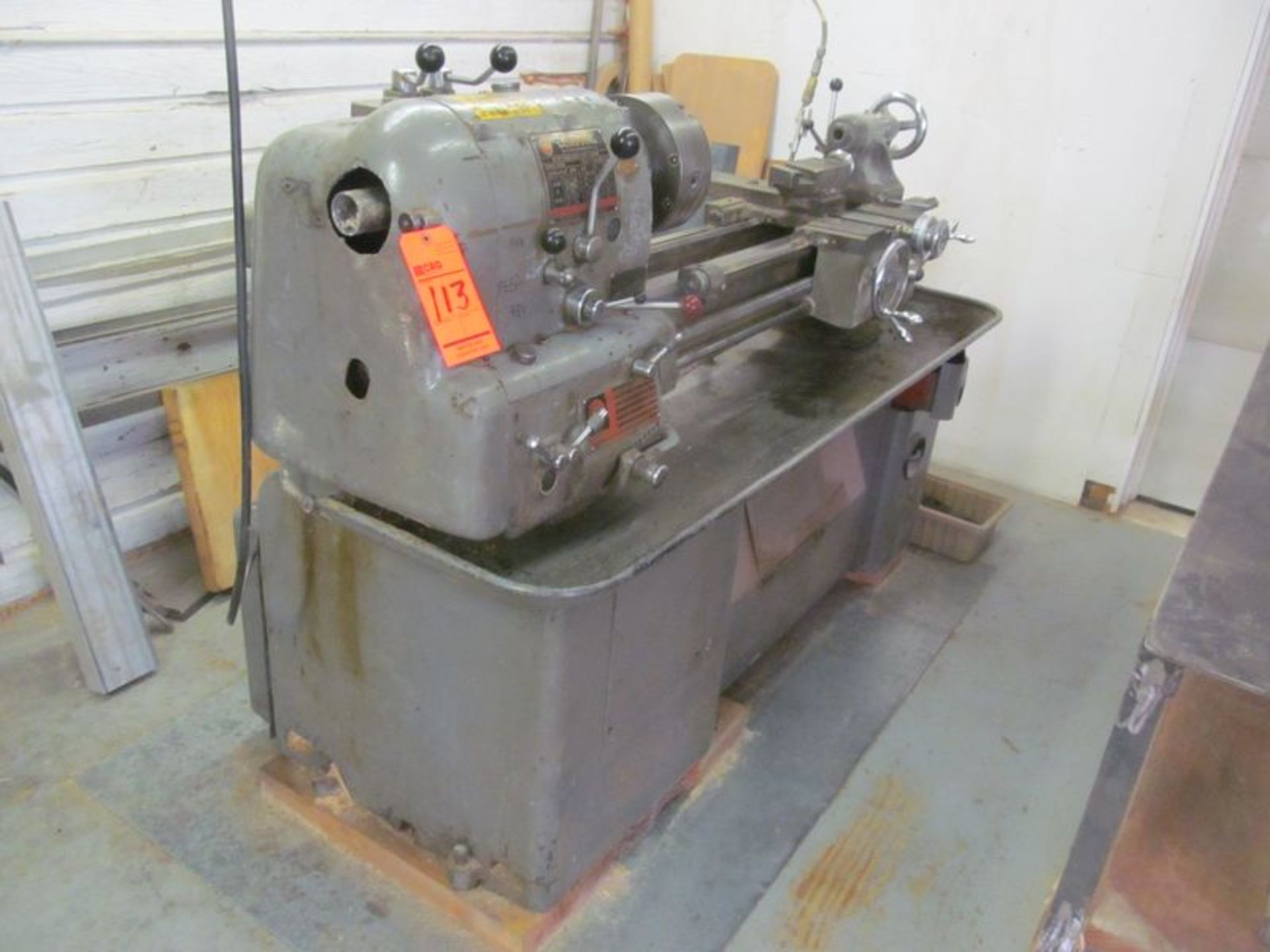 Clausing engine lathe, S/N 3/40231, with 13" swing X 32" BC, 8", 3-jaw chuck, and ass't tooling