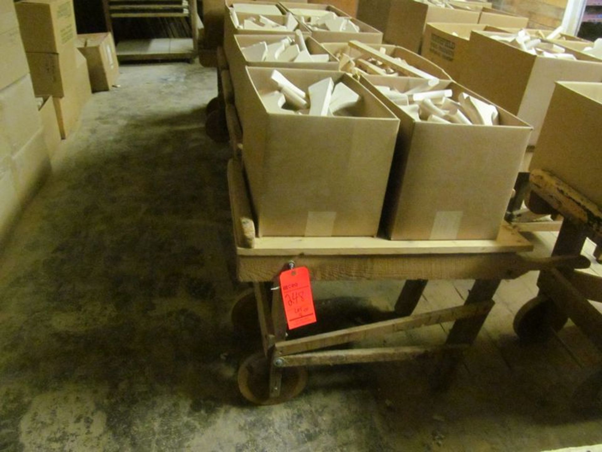 Lot (5) assorted wood carts, NO contents
