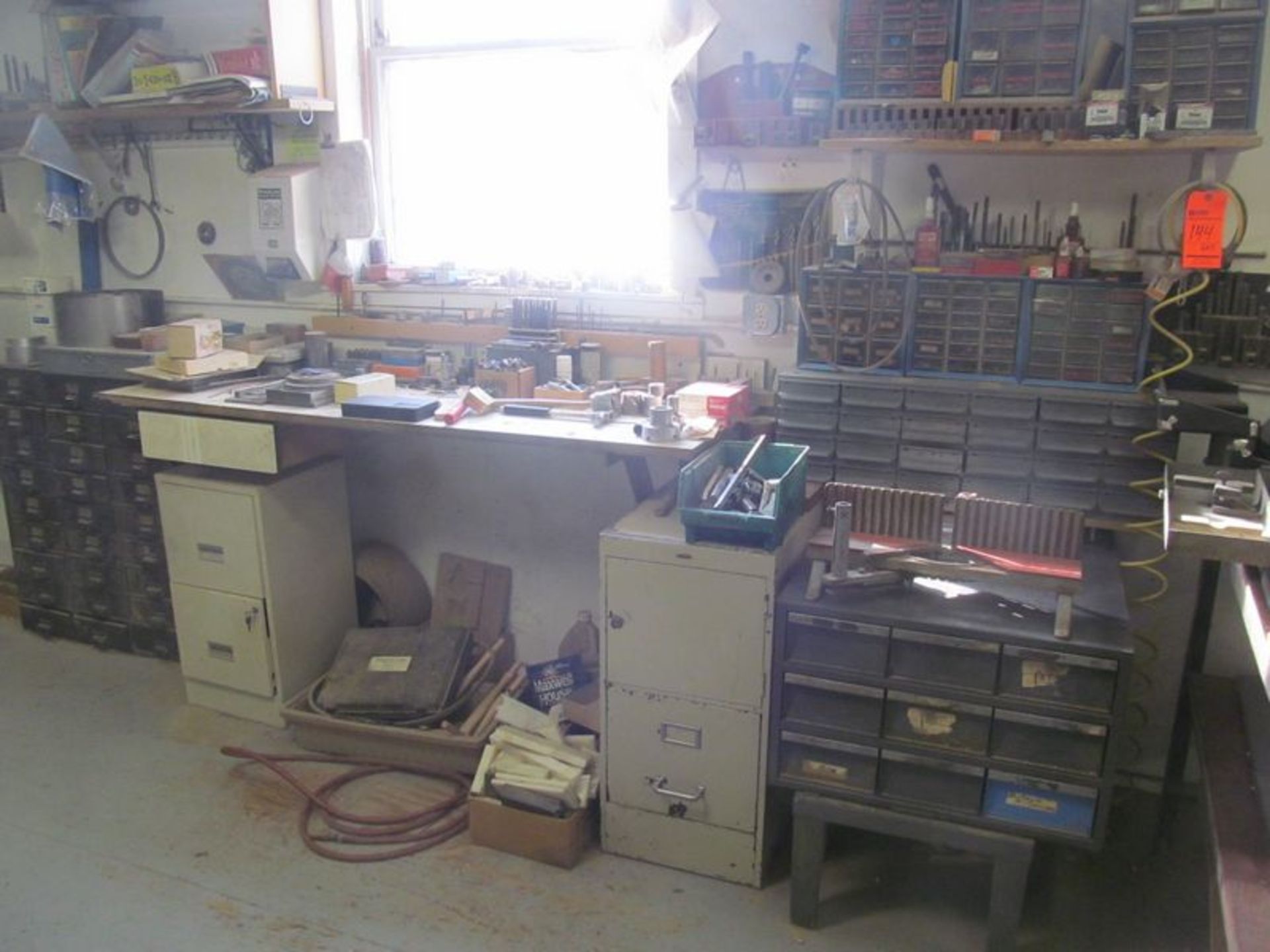 Lot ass't tools, hardware machining accessories, cutting tools, hardware, etc., with cabinets - Image 2 of 11