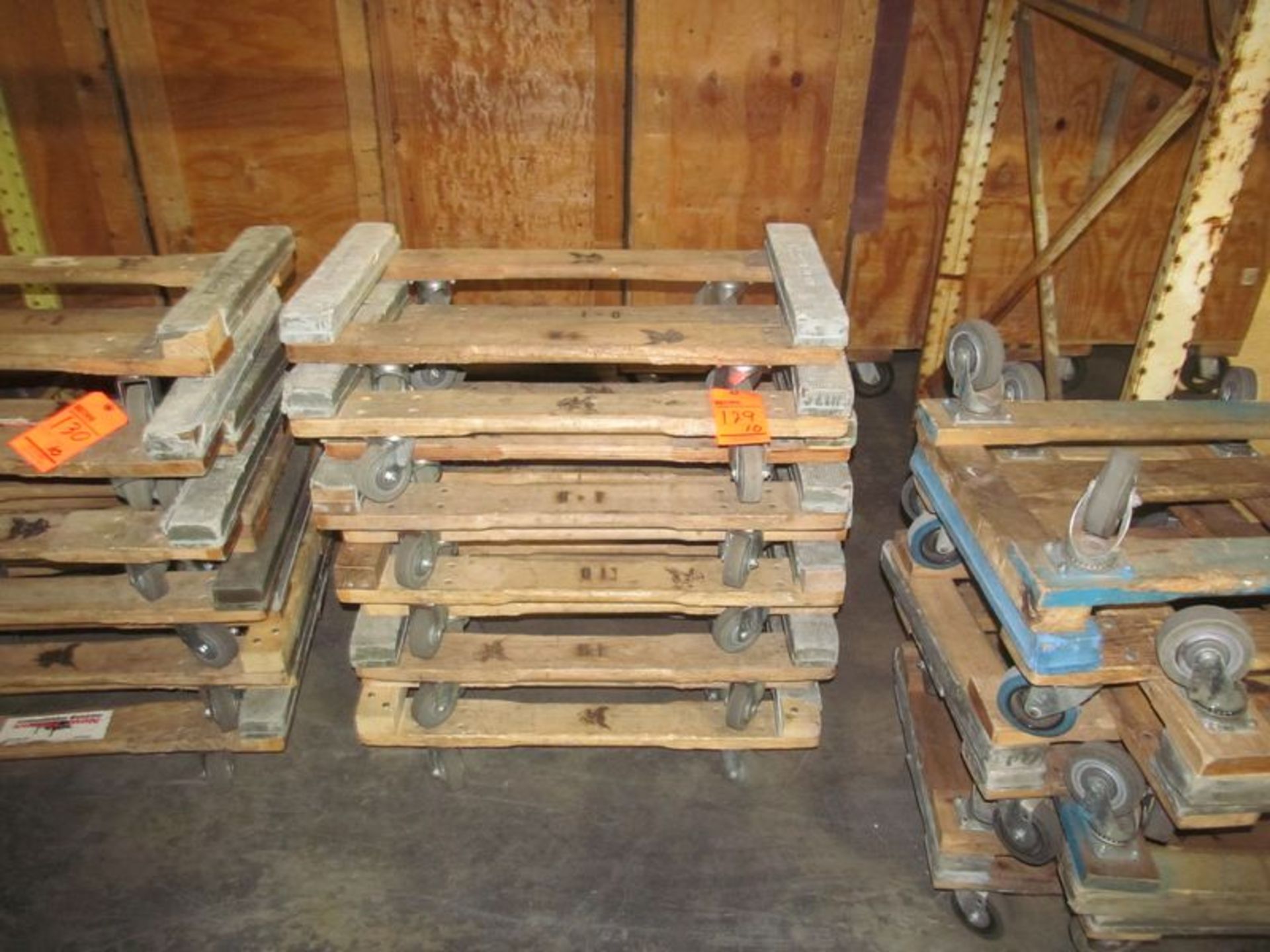 Lot (10) ass't 4-wheel wood-frame furniture dollies