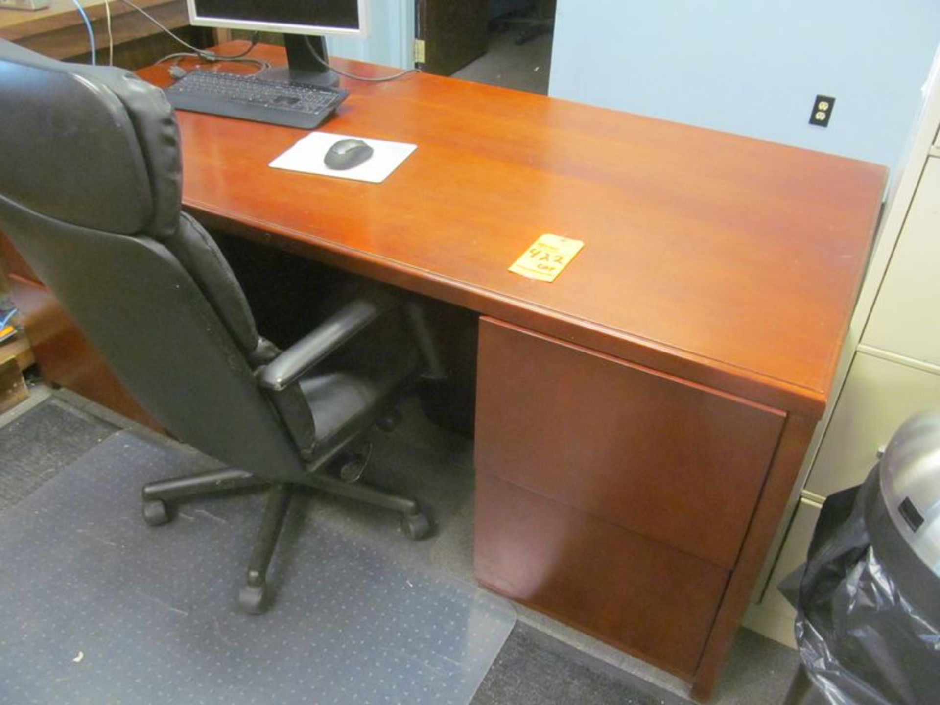 Lot ass't office furniture includes (2) desks, credenza, bookcase, wood lateral 2-drawer file - Image 3 of 3