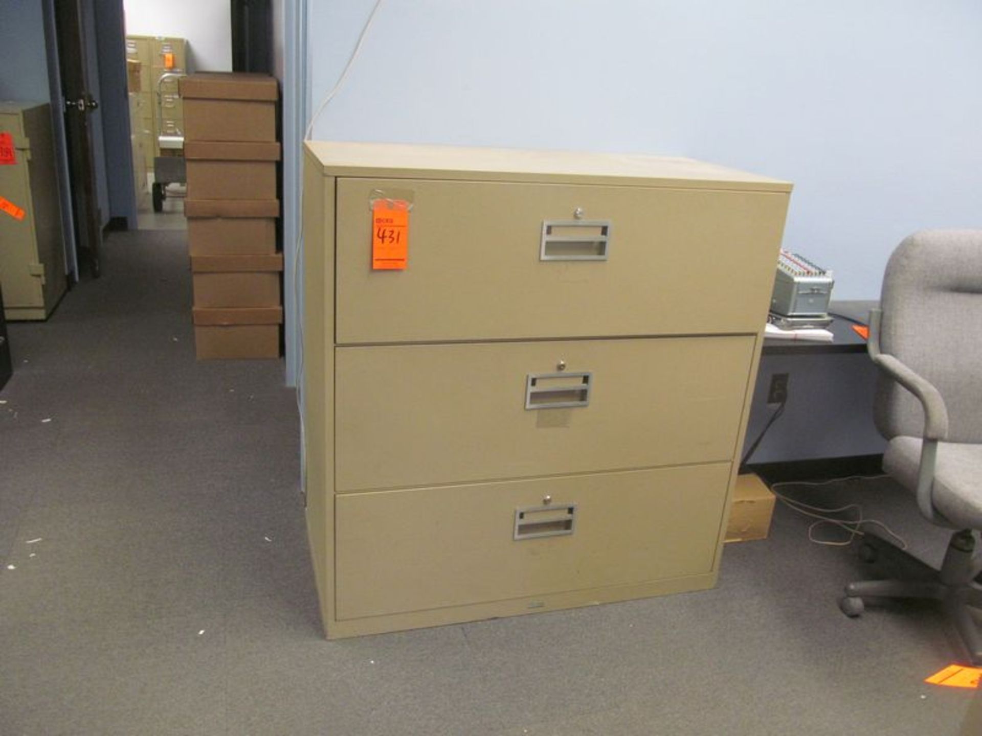 Fireproof 3-drawer lateral file cabinet