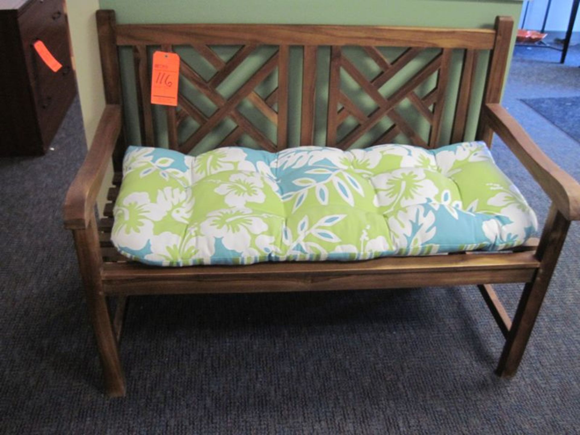 4' Wooden bench with cushion