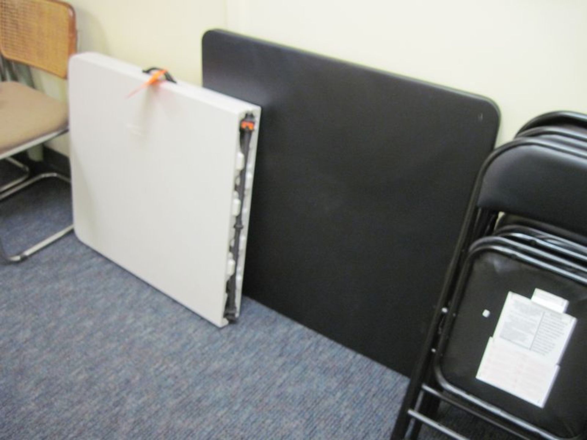 Lot includes (6) ass't folding chairs, side chairs and bar stool and (2) folding tables - Image 2 of 3