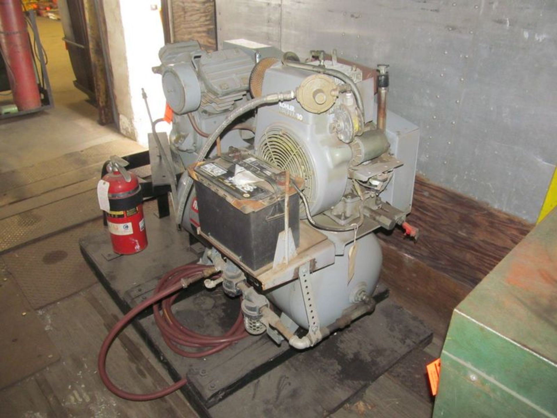 Ingersoll-Rand horizontal compressor, twin cylinder, 10 HP motor, skid mounted, propane powered - Image 2 of 2