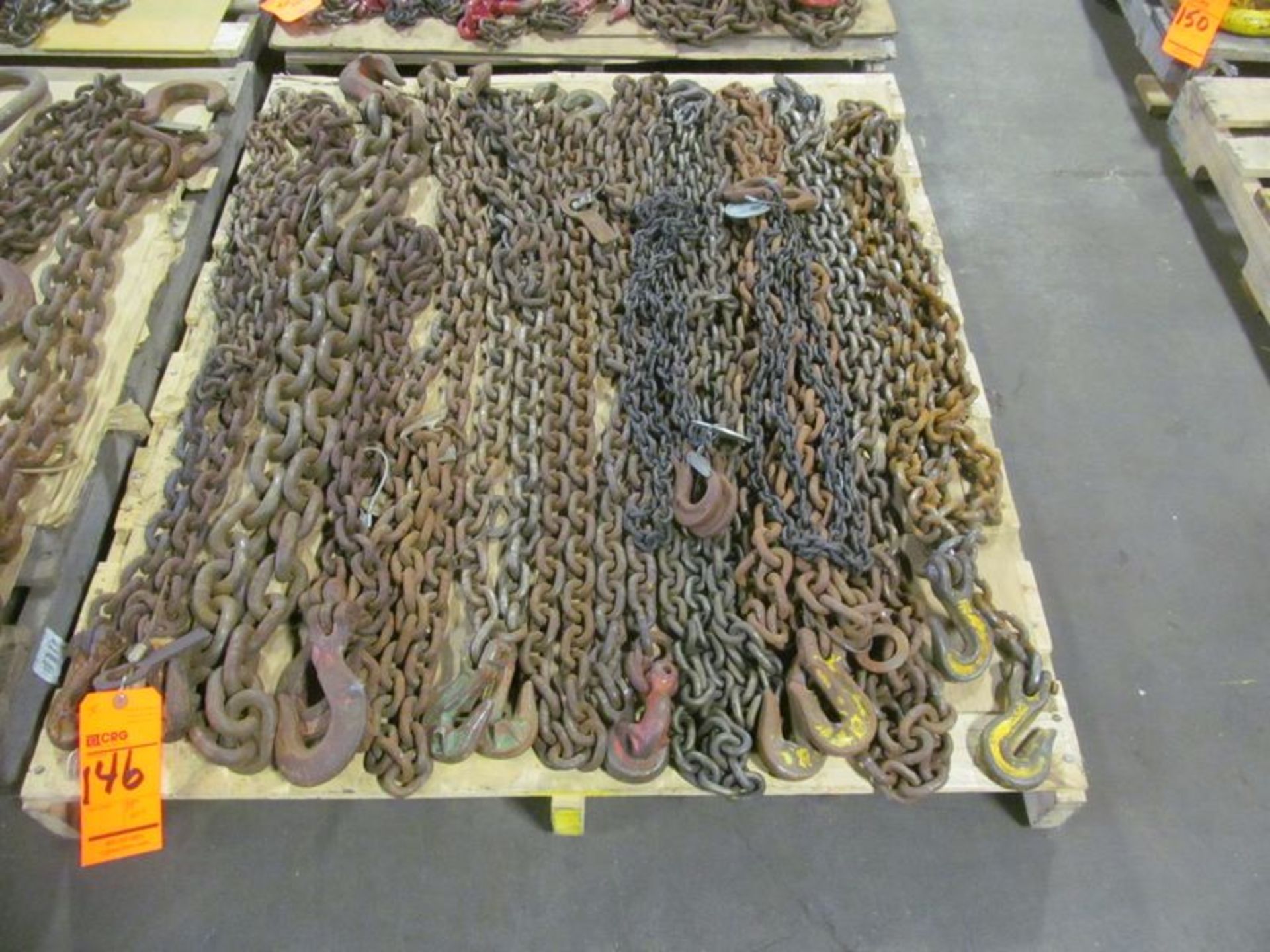 Lot (14) ass't chains with hooks on both ends