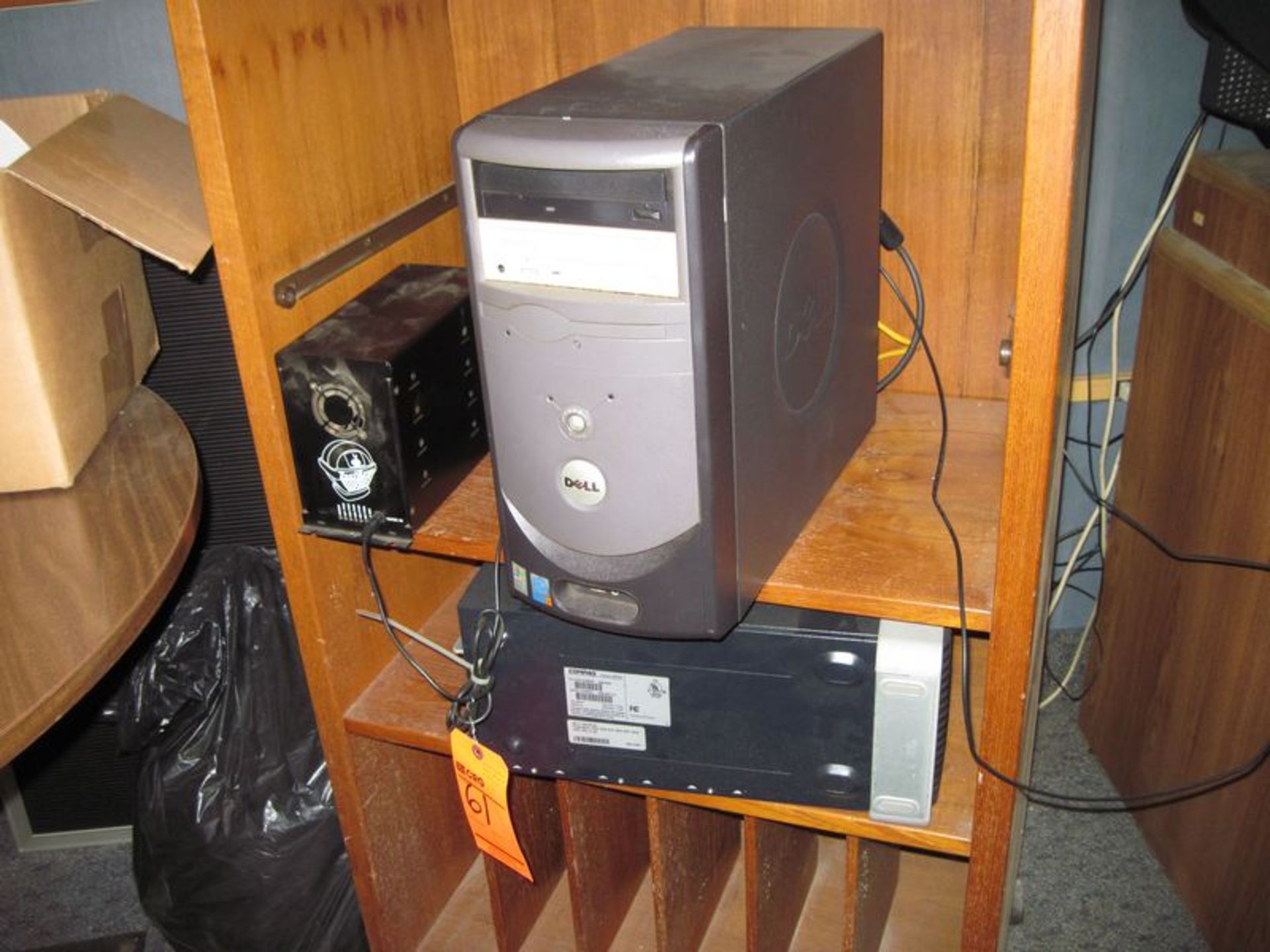 Lot Computer equipment and printers; Compaq, Dell CPU's, battery back-up, routers, HP printer, Canon