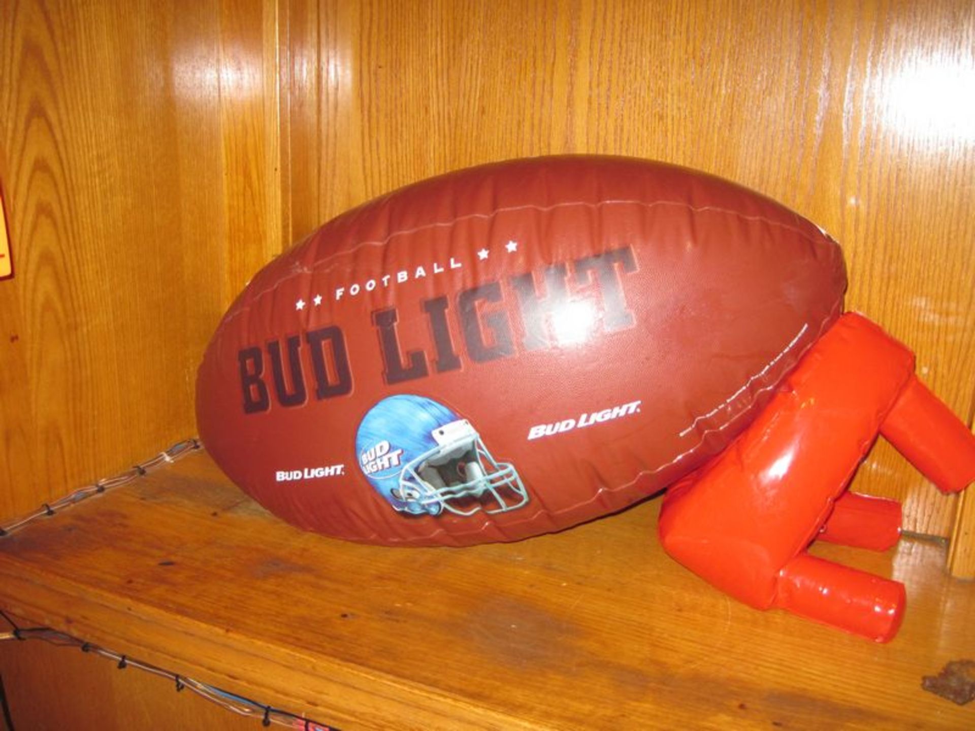 (1) Bud Light sign and (1) inflated football - Image 2 of 2