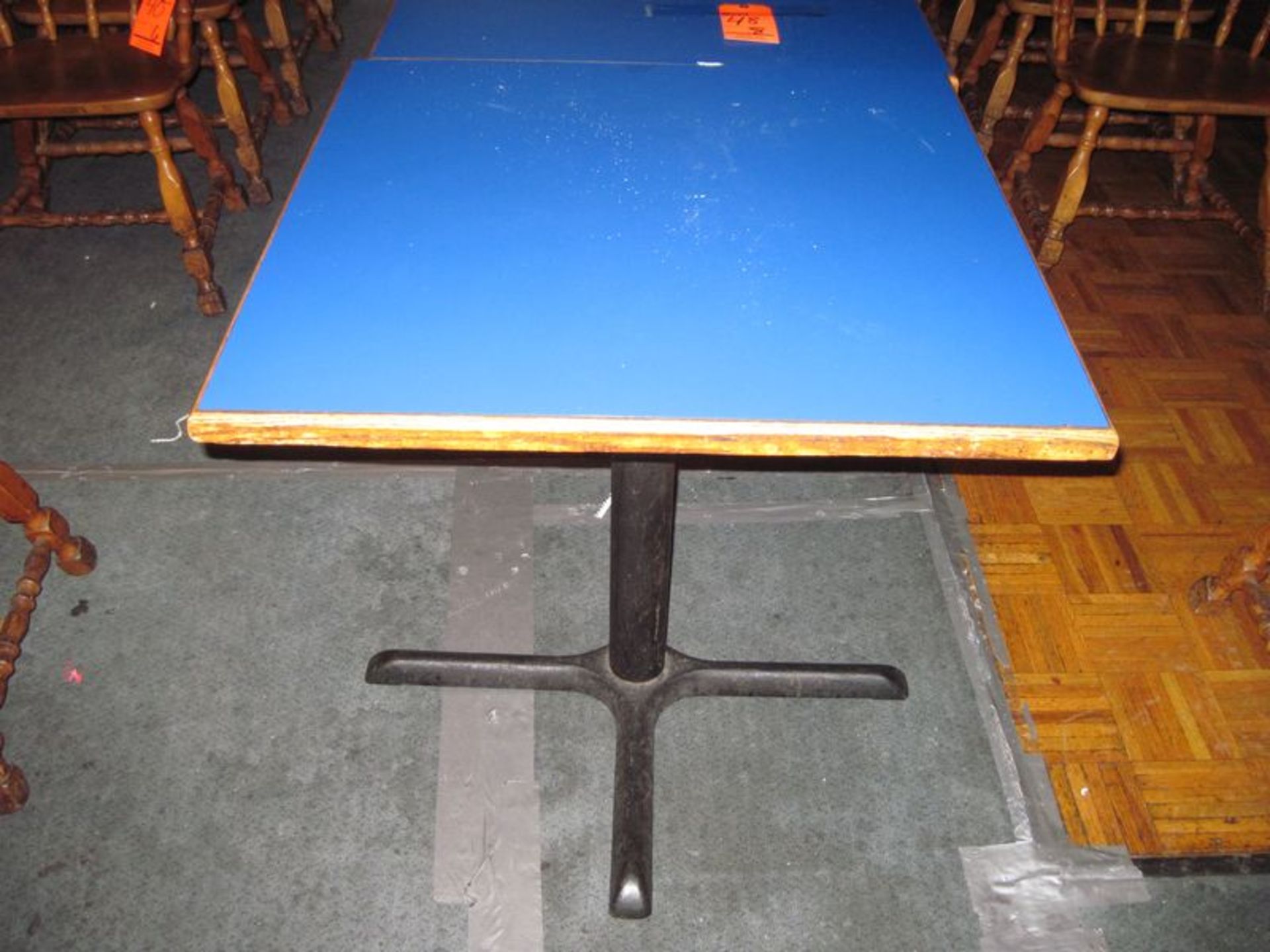 Wood edged laminate top table, 30" X 30"