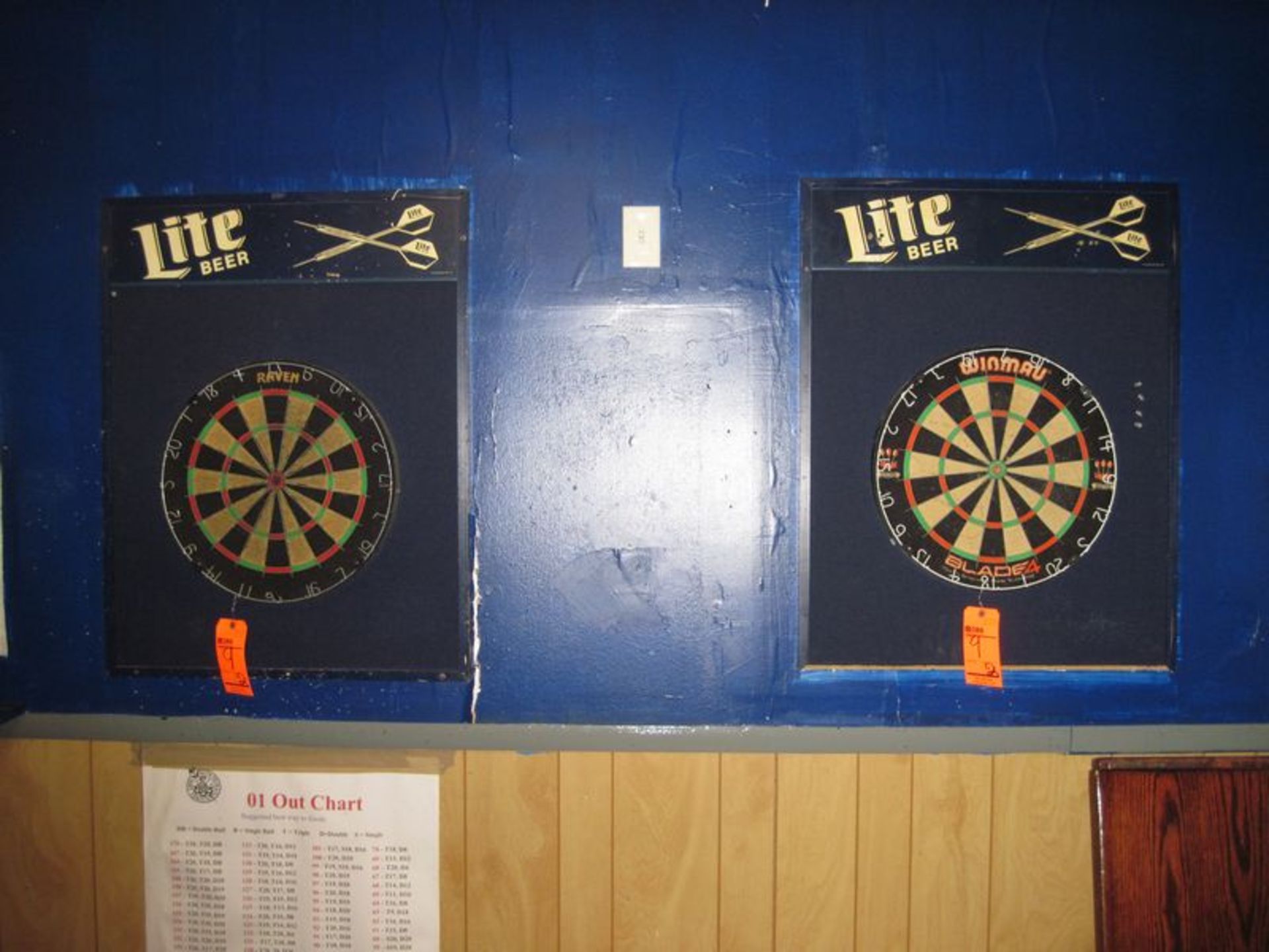 Miller Light dart boards, unlit