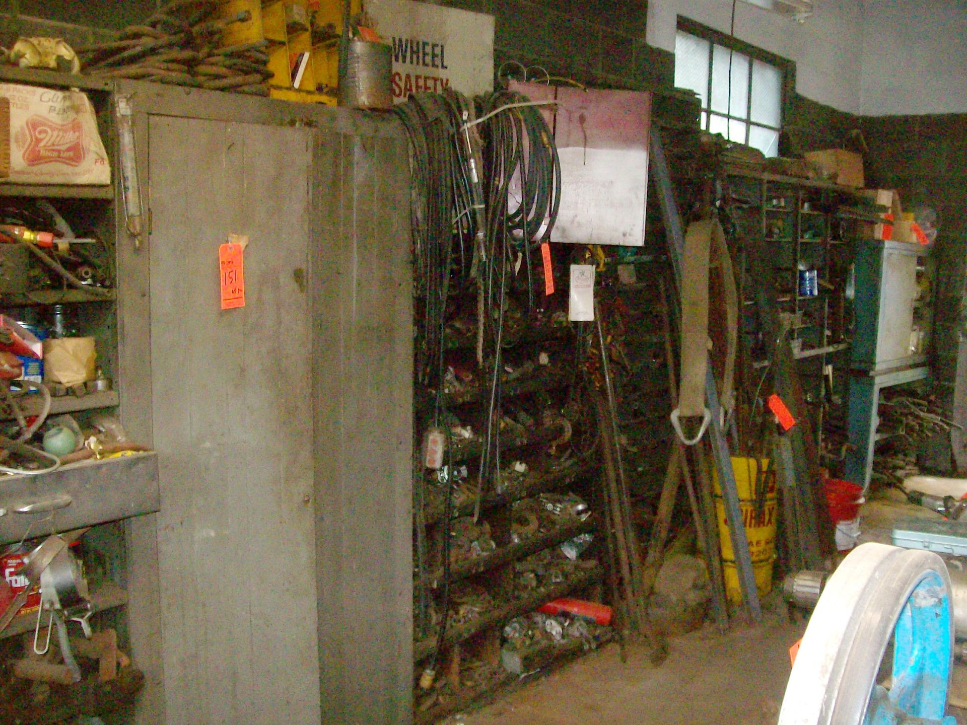 Lot ass't tooling, parts, seals, shelving, cabinets (Contents of right side of garage as tagged) - Image 2 of 4