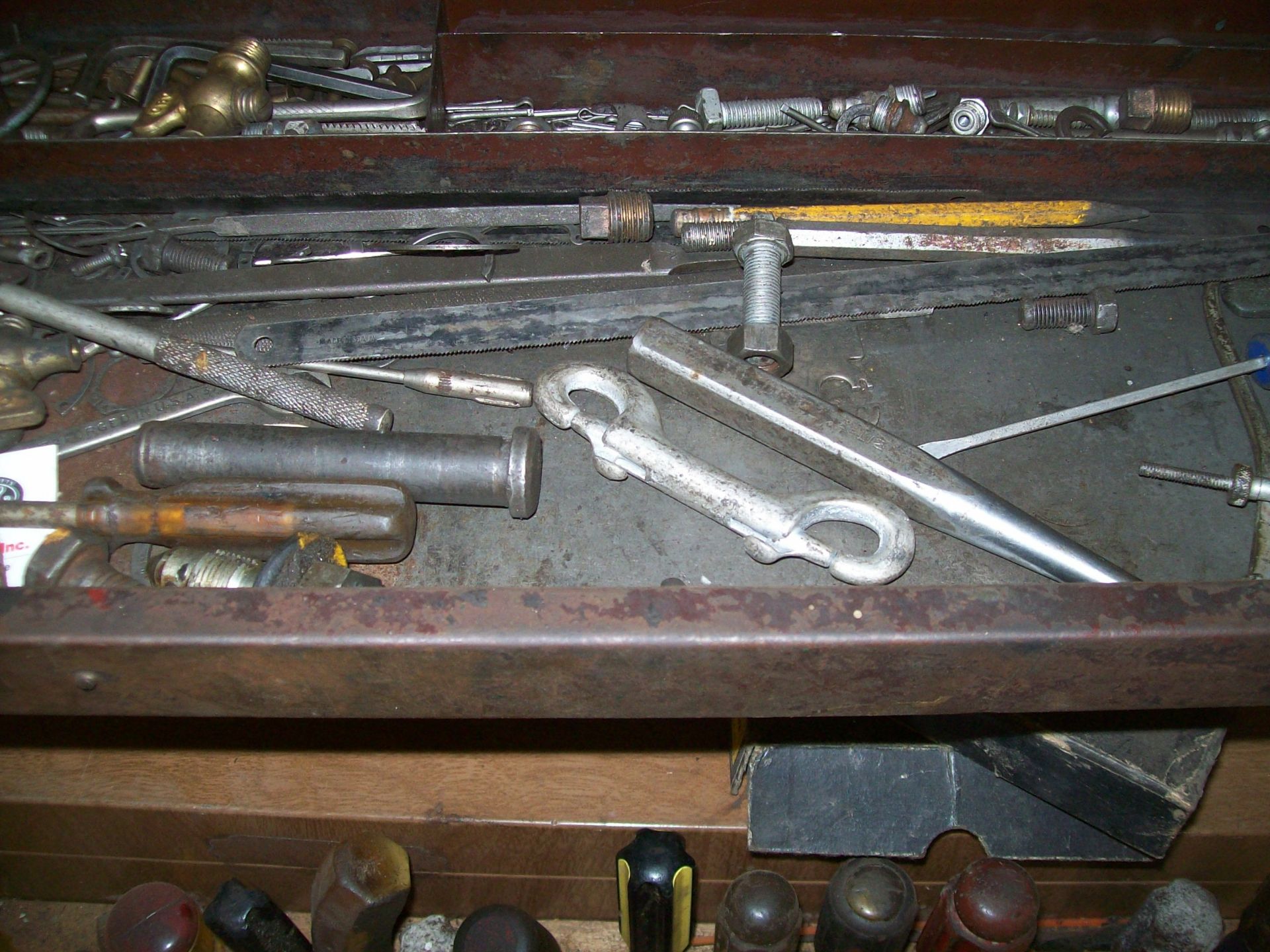 Lot ass't hand tools with (2) ass't tool boxes, shop cart and screw driver rack - Image 4 of 6