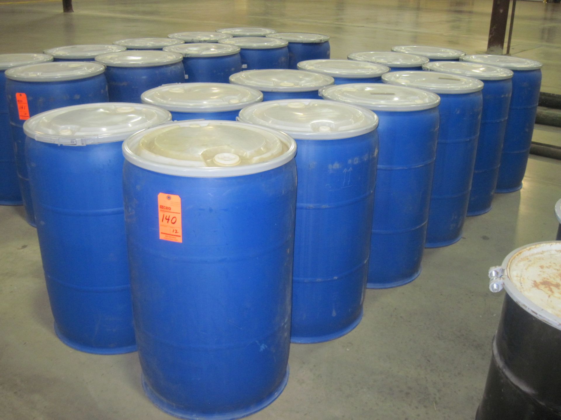 Lot (12) 55 Gallon drums (plastic)