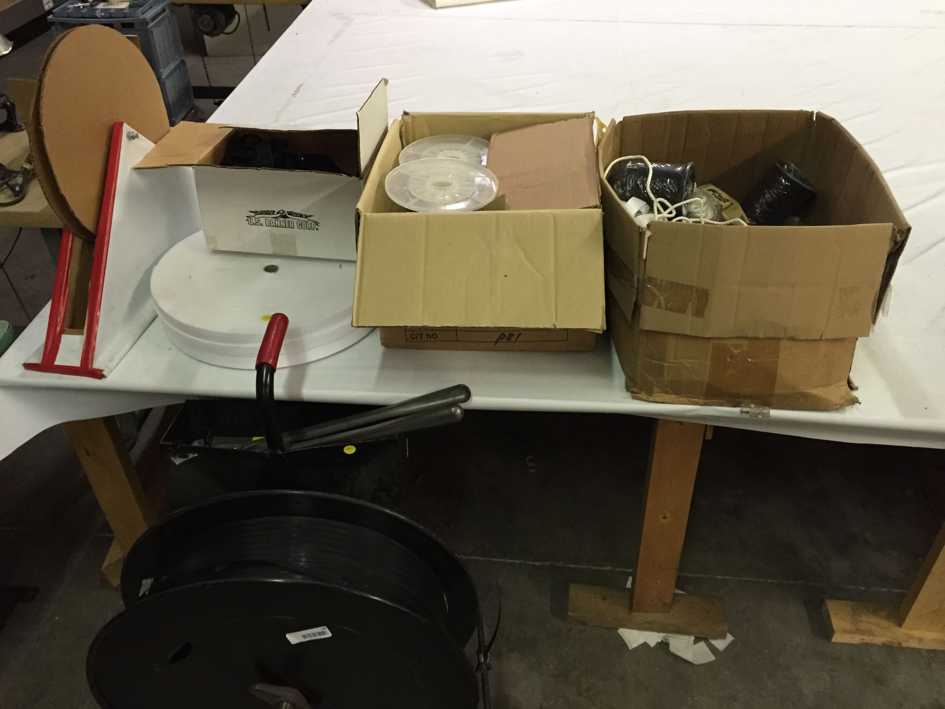 Lot including Banding Machine with tools and strapping material, and  ass't Black and White