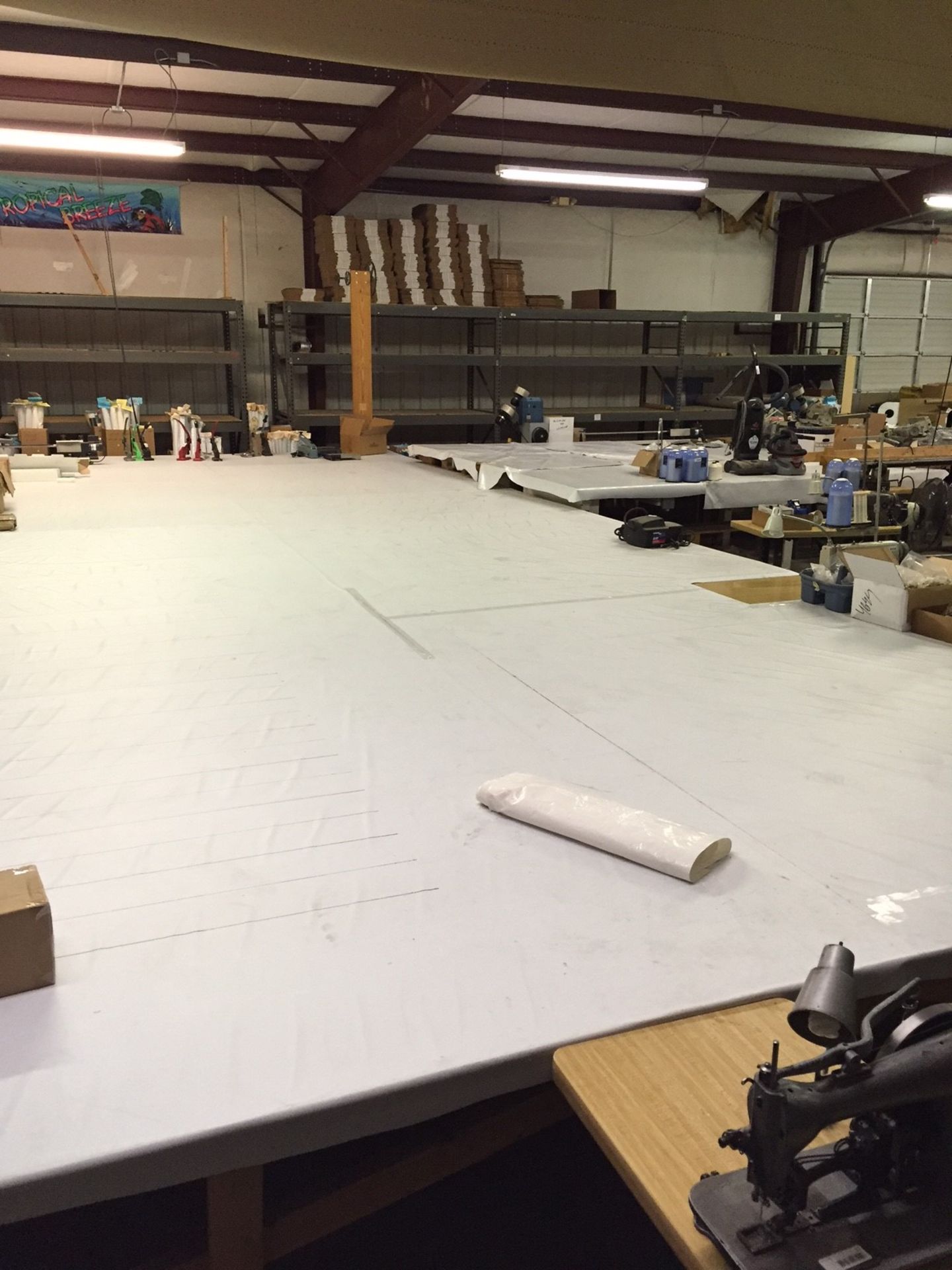 16' X 36' Layout / Cutting Table, Shop Made, 3/4 Plywood Top