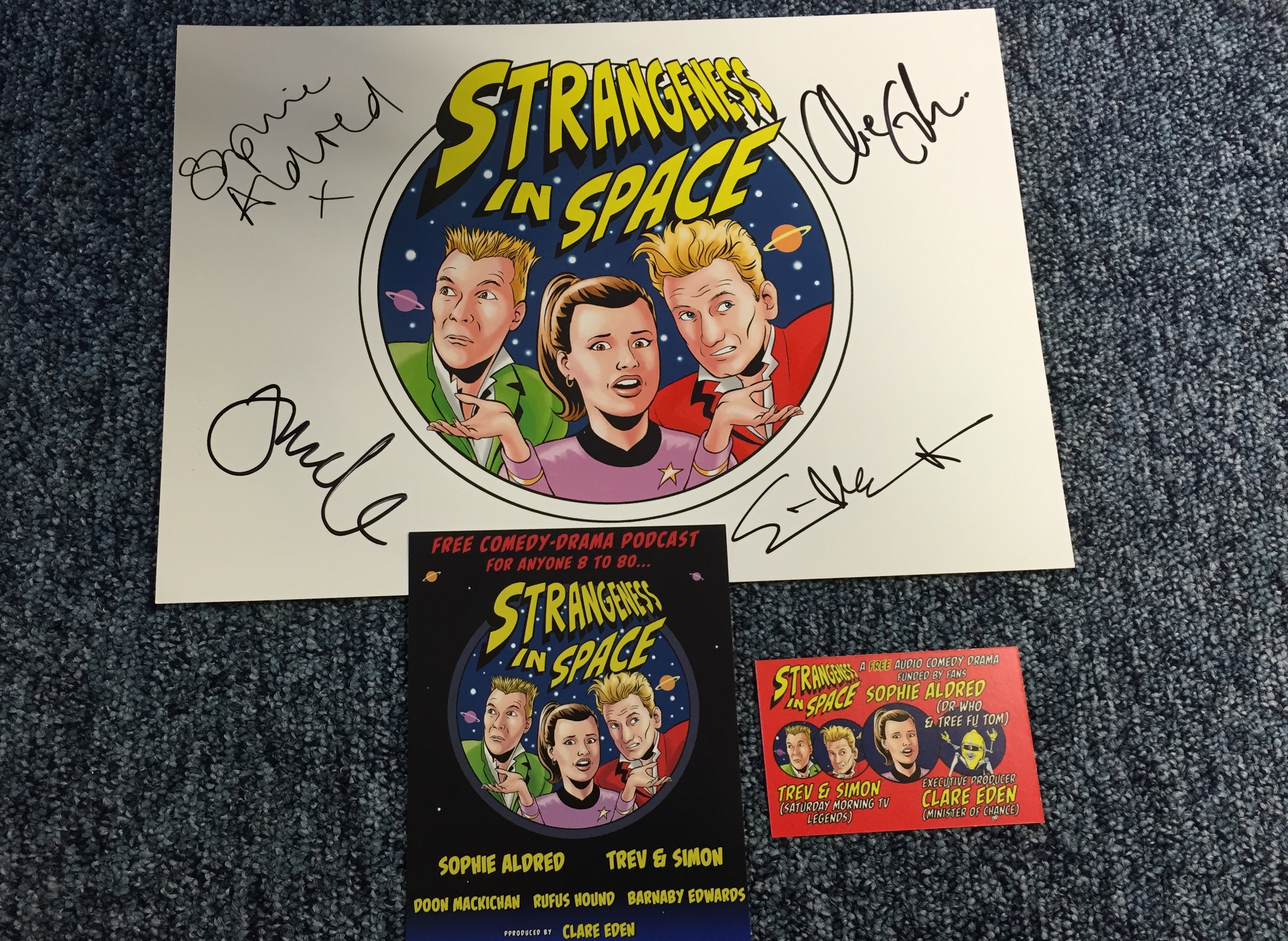 Poster signed by Trevor and Simon from Strangers in Space children’s programme