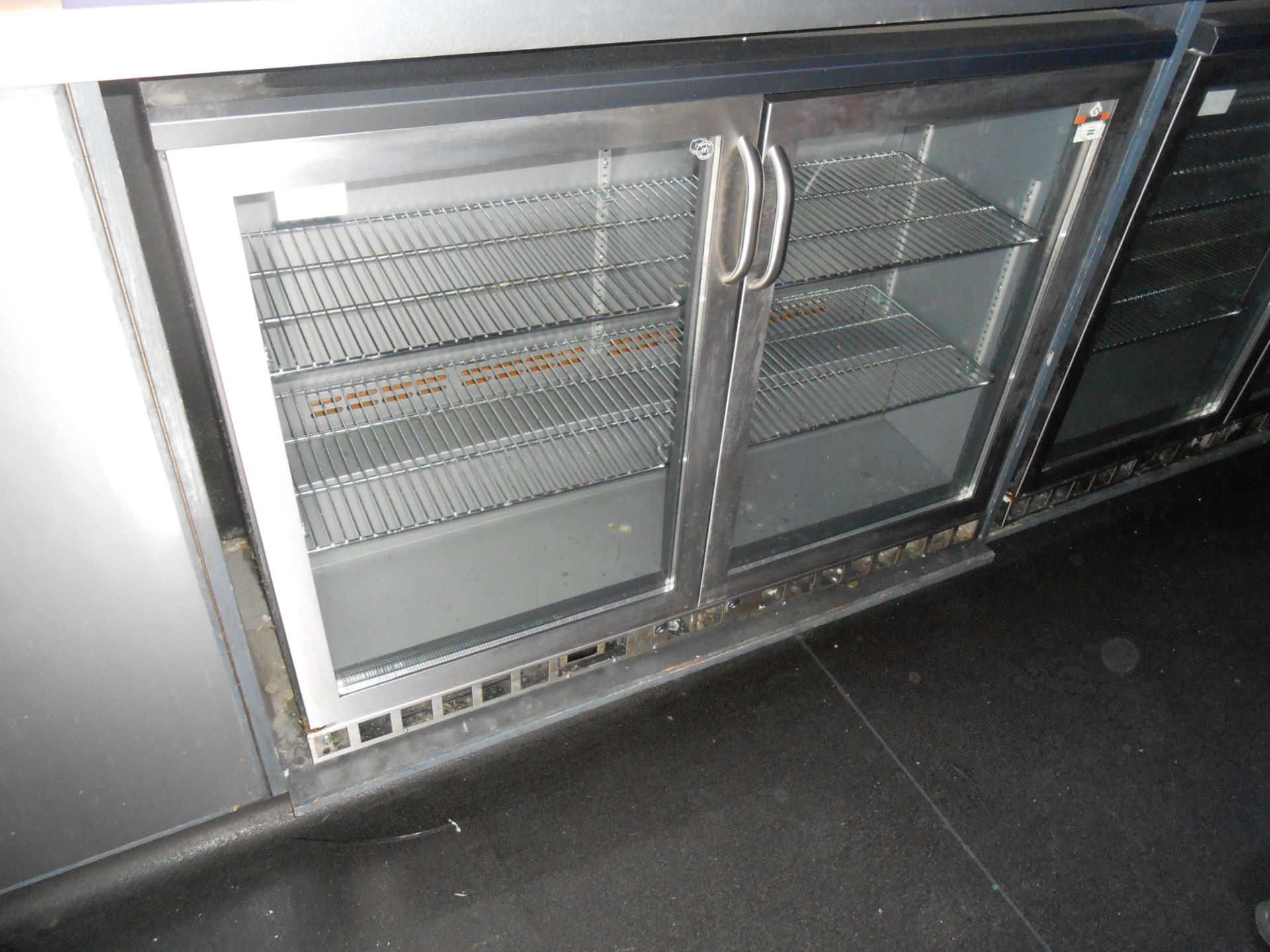 GAMKO STAINLESS DOUBLE BAR FRIDGE WITH LOCKABLE DOORS AND TWO STAINLESS SHELVES YEAR OF
