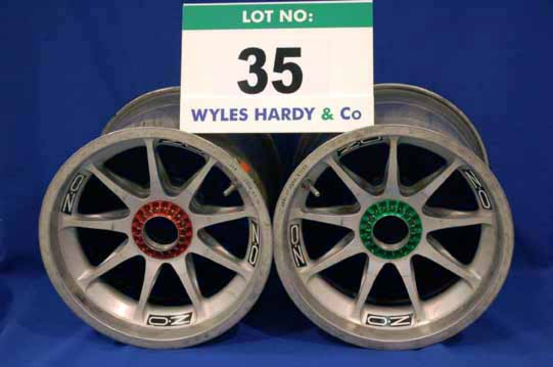 Two OZ 2014 F1 Front Wheel Rims, fitted Captive Wheel Nuts & Tyre Pressure Monitoring