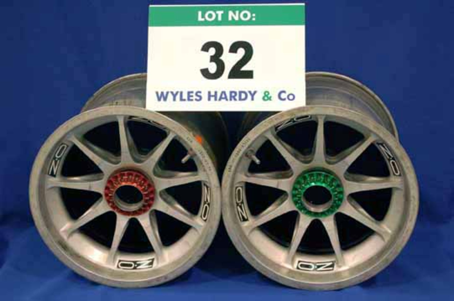 Two OZ 2014 F1 Front Wheel Rims, fitted Captive Wheel Nuts & Tyre Pressure Monitoring