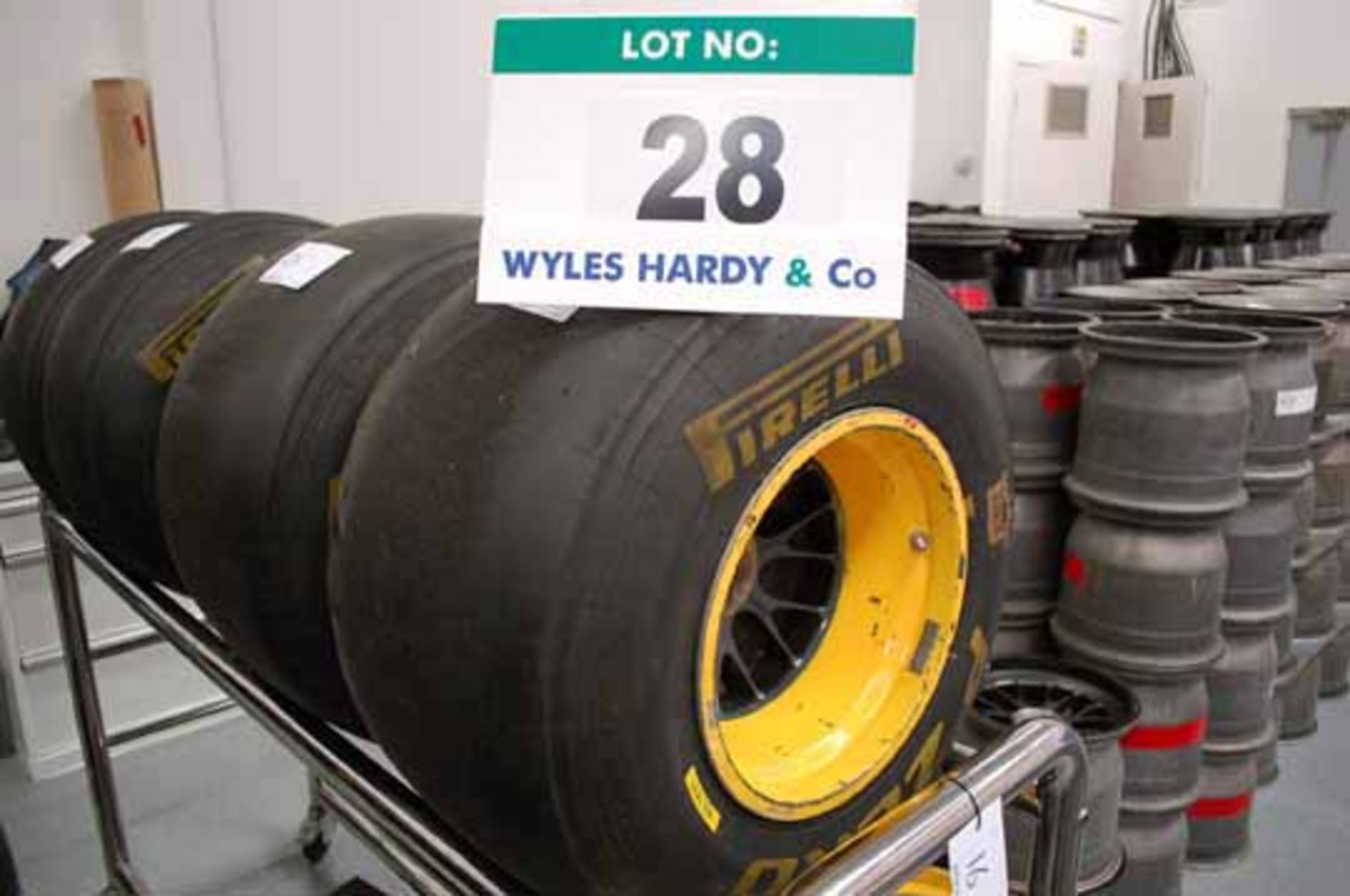 Two 2011 Show Rear Wheel Rims mounted with PIRELLI Slick Show Tyres