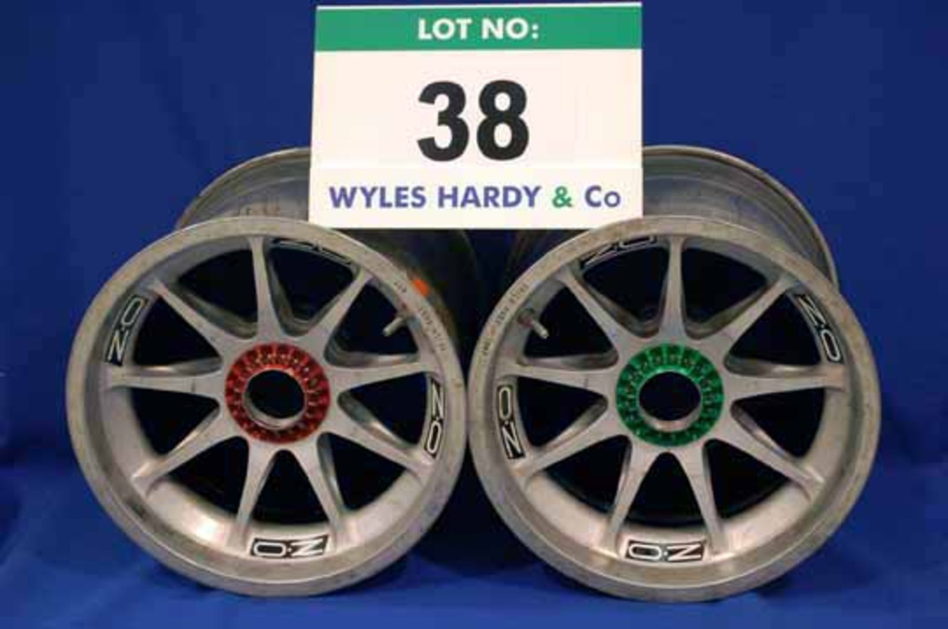 Two OZ 2014 F1 Front Wheel Rims, fitted Captive Wheel Nuts & Tyre Pressure Monitoring