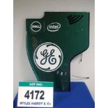 A CATERHAM F1 2012 Carbon Fibre Left Hand Rear Wing End Plate Painted Green with GE, DELL & INTEL
