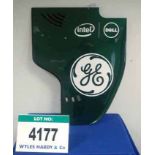 A CATERHAM F1 2012 Carbon Fibre Right Hand Rear Wing End Plate Painted Green with GE, DELL & INTEL