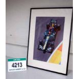 A 700mm x 900mm Framed & Glazed Print depicting a CATERHAM 2012 Formula One Race Car with Heikki