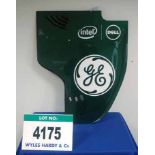 A CATERHAM F1 2012 Carbon Fibre Right Hand Rear Wing End Plate Painted Green with GE, DELL & INTEL