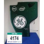 A CATERHAM F1 2012 Carbon Fibre Left Hand Rear Wing End Plate Painted Green with GE, DELL & INTEL