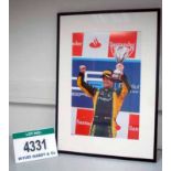 A 700mm x 900mm Framed and Glazed Photograph of Giedo Van Der Garde holding the GP2 Trophy -