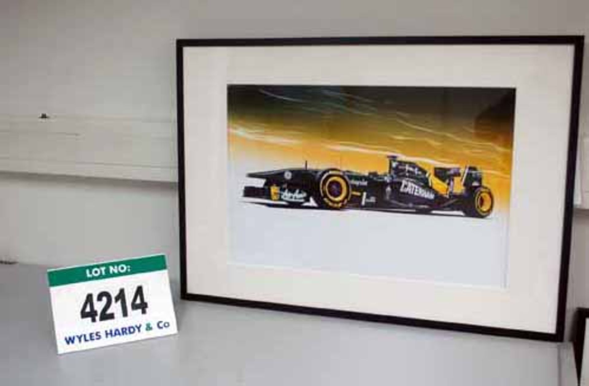 A 700mm x 900mm Framed & Glazed CGI Print of a TEAM LOTUS 2011 Formula 1 Race Car, Car No. 20 -