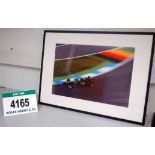 A 700mm x 900mm Framed & Glazed Print depicting a LOTUS RACING Formula One Race Car with Heikki