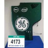 A CATERHAM F1 2012 Carbon Fibre Left Hand Rear Wing End Plate Painted Green with GE, DELL & INTEL