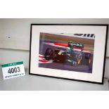 A 900mm x 700mm Framed & Glazed Photograph of A LOTUS RACING Formula 1 Race Car with Heikki