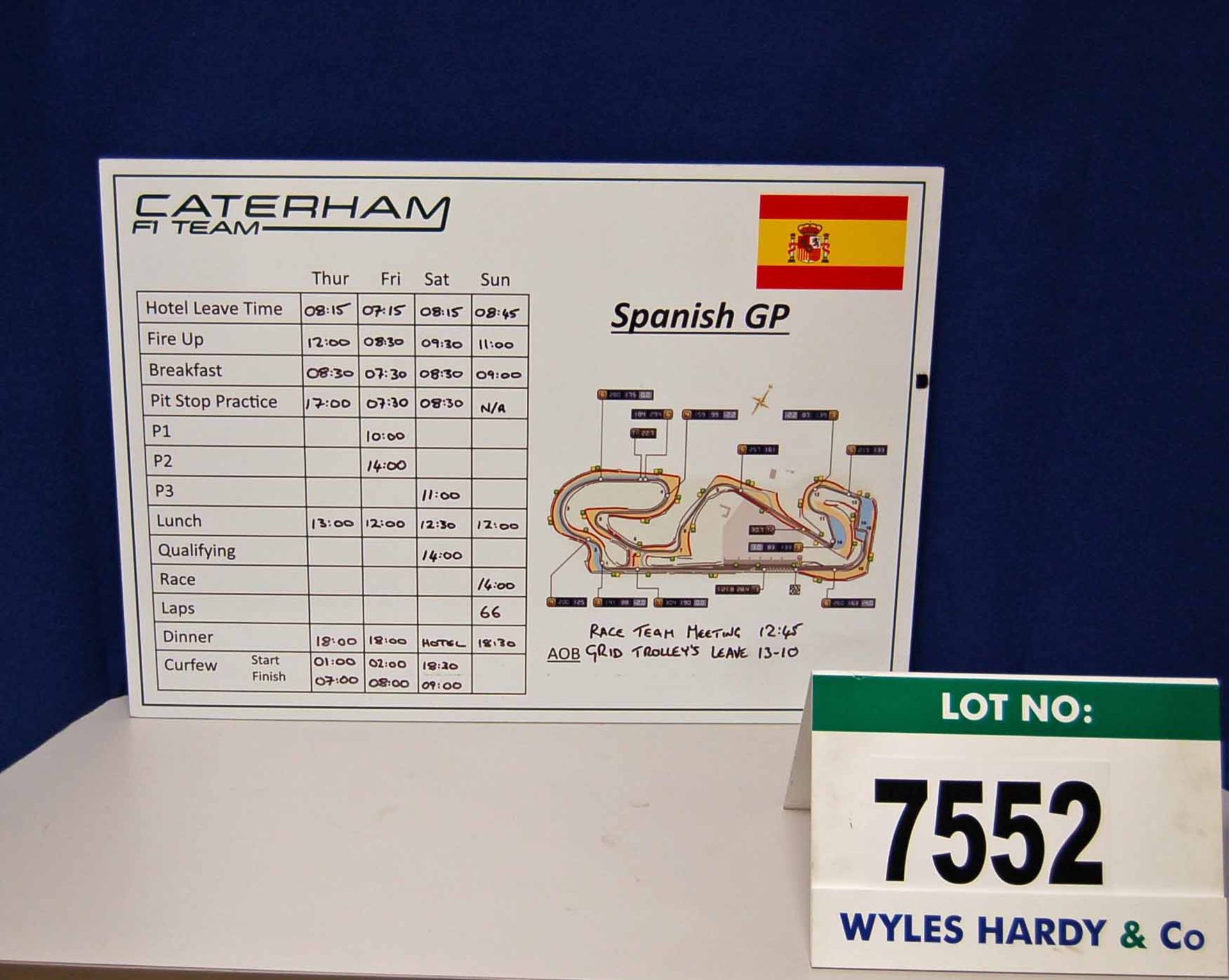 A CATERHAM F1 Team 500mm x 700mm Foamex Pit Crew Information Board - Spanish Grand Prix  Want it