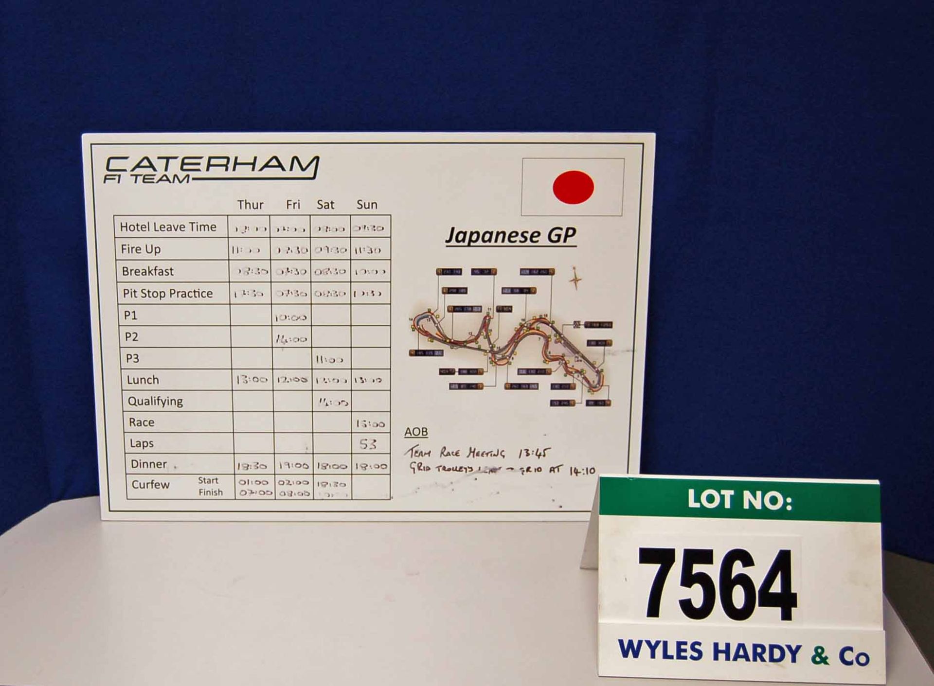 A CATERHAM F1 Team 500mm x 700mm Foamex Pit Crew Information Board - Japanese Grand Prix  Want it