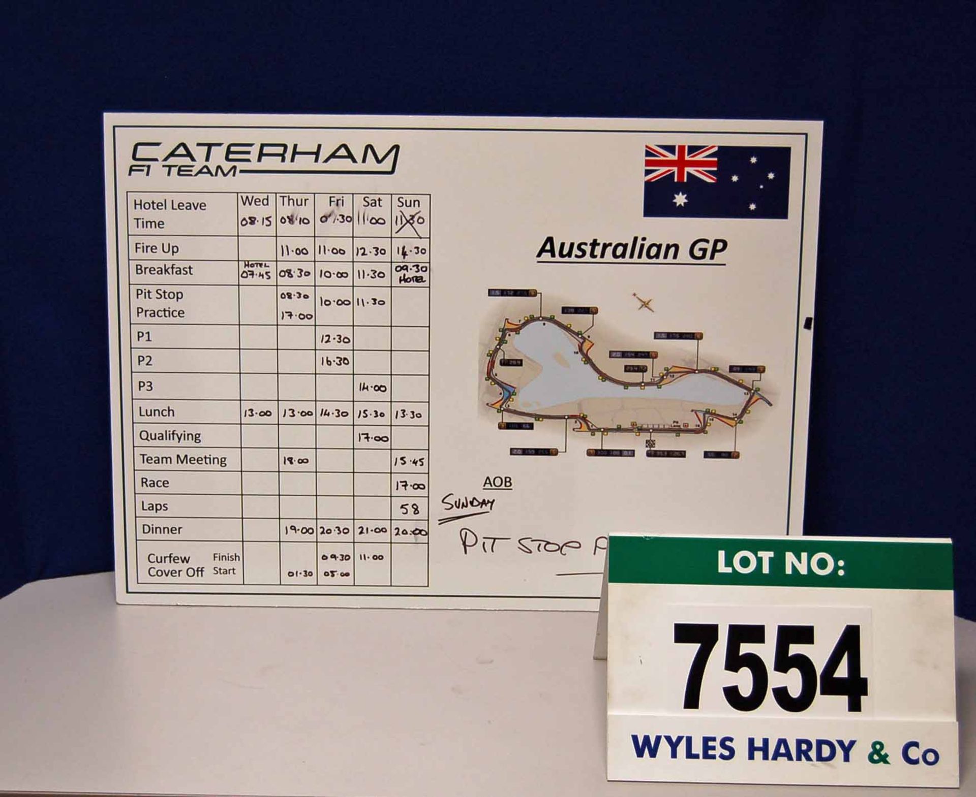 A CATERHAM F1 Team 500mm x 700mm Foamex Pit Crew Information Board - Australian Grand Prix  Want