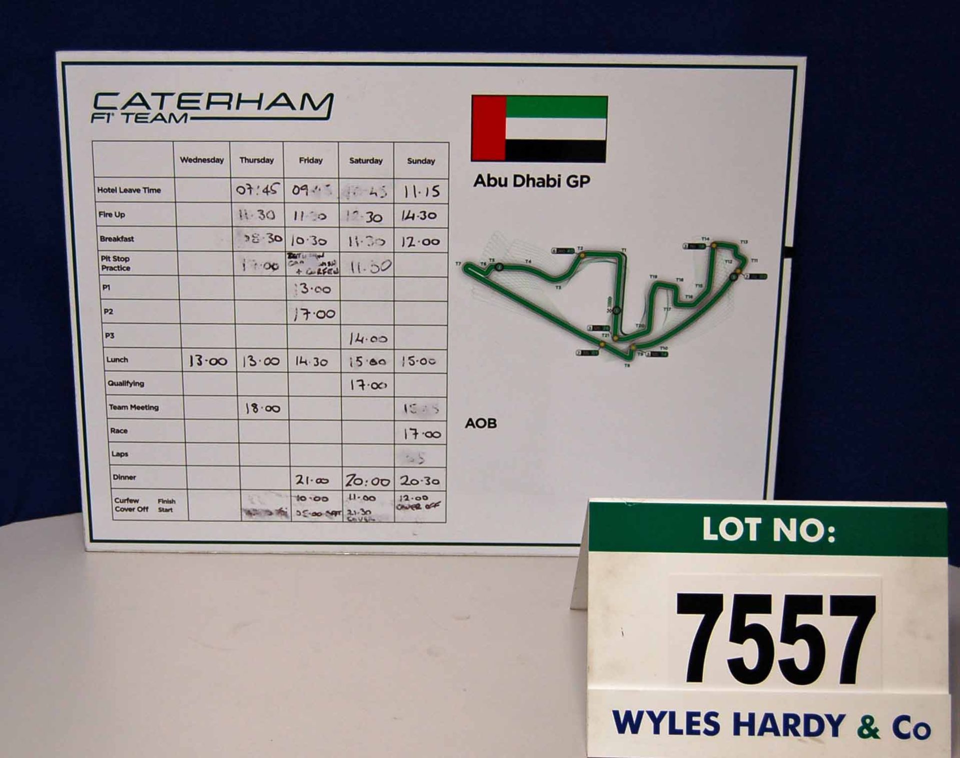 A CATERHAM F1 Team 500mm x 700mm Foamex Pit Crew Information Board - Abu Dhabi Grand Prix  Want it