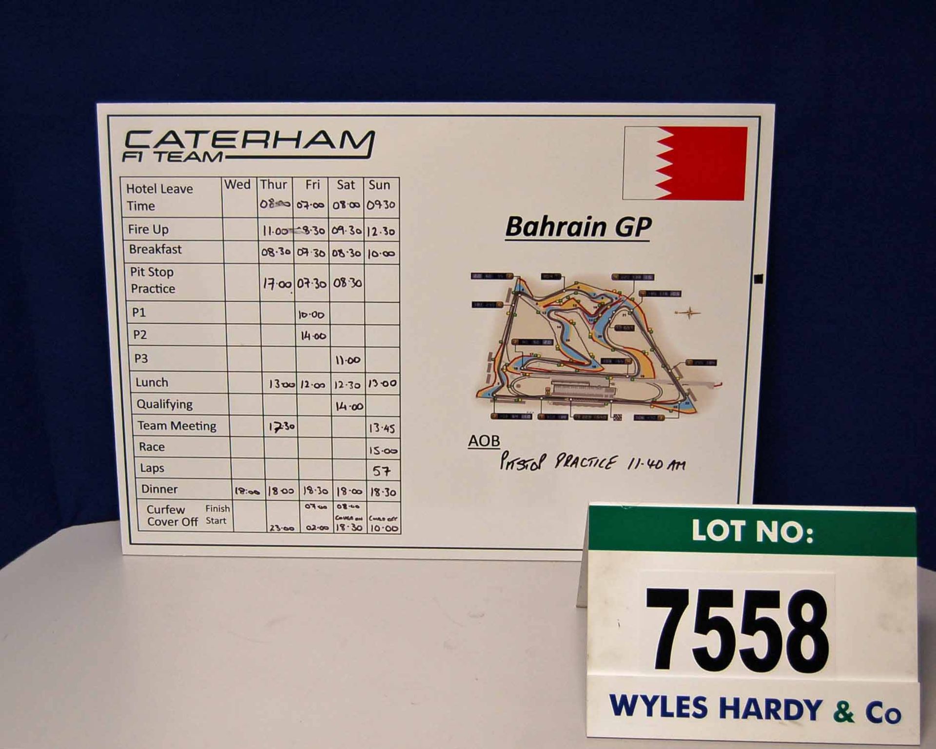 A CATERHAM F1 Team 500mm x 700mm Foamex Pit Crew Information Board - Bahrain Grand Prix  Want it