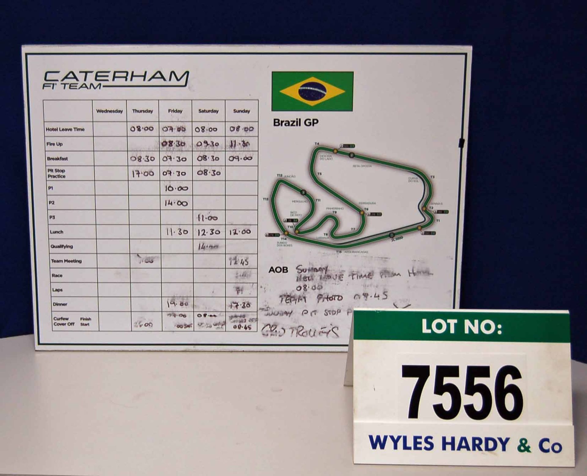 A CATERHAM F1 Team 500mm x 700mm Foamex Pit Crew Information Board - Brazilian Grand Prix  Want it